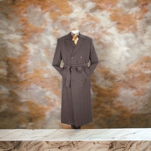 MEN'S VENO GIOVANNI 100% WOOL FULL LENGTH DOUBLE BREASTED TOP COAT TIL39. - Picture 1 of 1